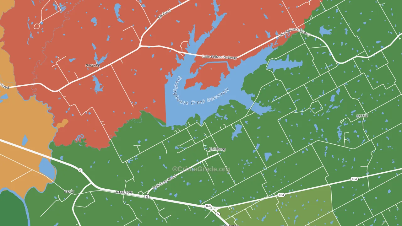 Hallsburg, TX Map of Theft Rates