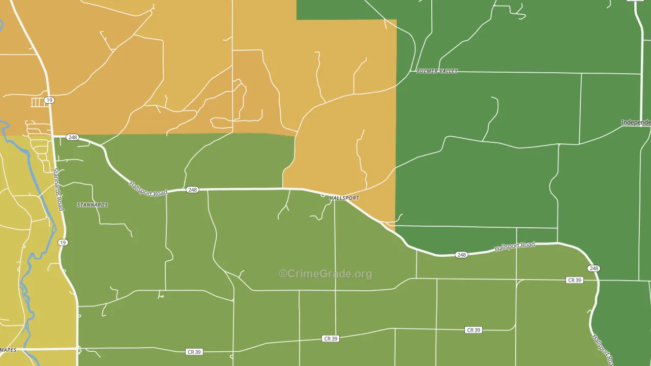 Hallsport, NY Map of Theft Rates