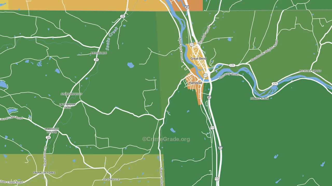Hallstead, PA Map of Theft Rates