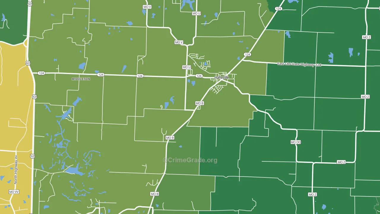 Hallsville, MO Map of Theft Rates