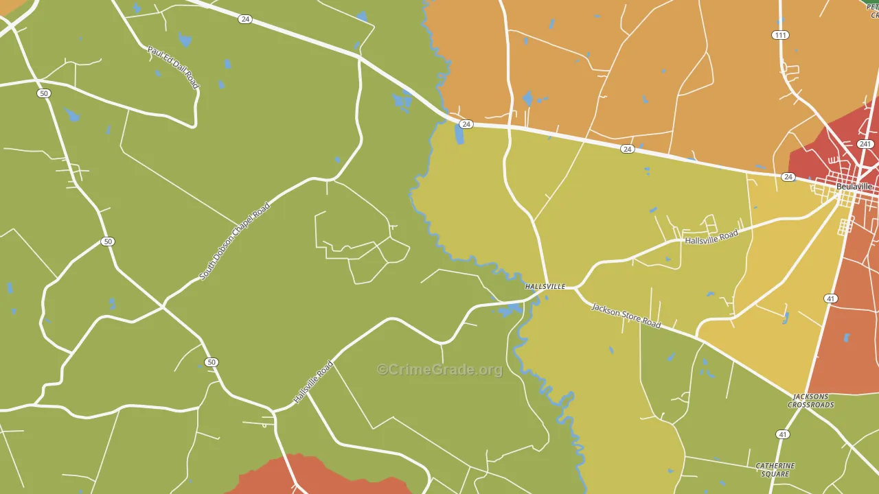 Hallsville, NC Map of Theft Rates