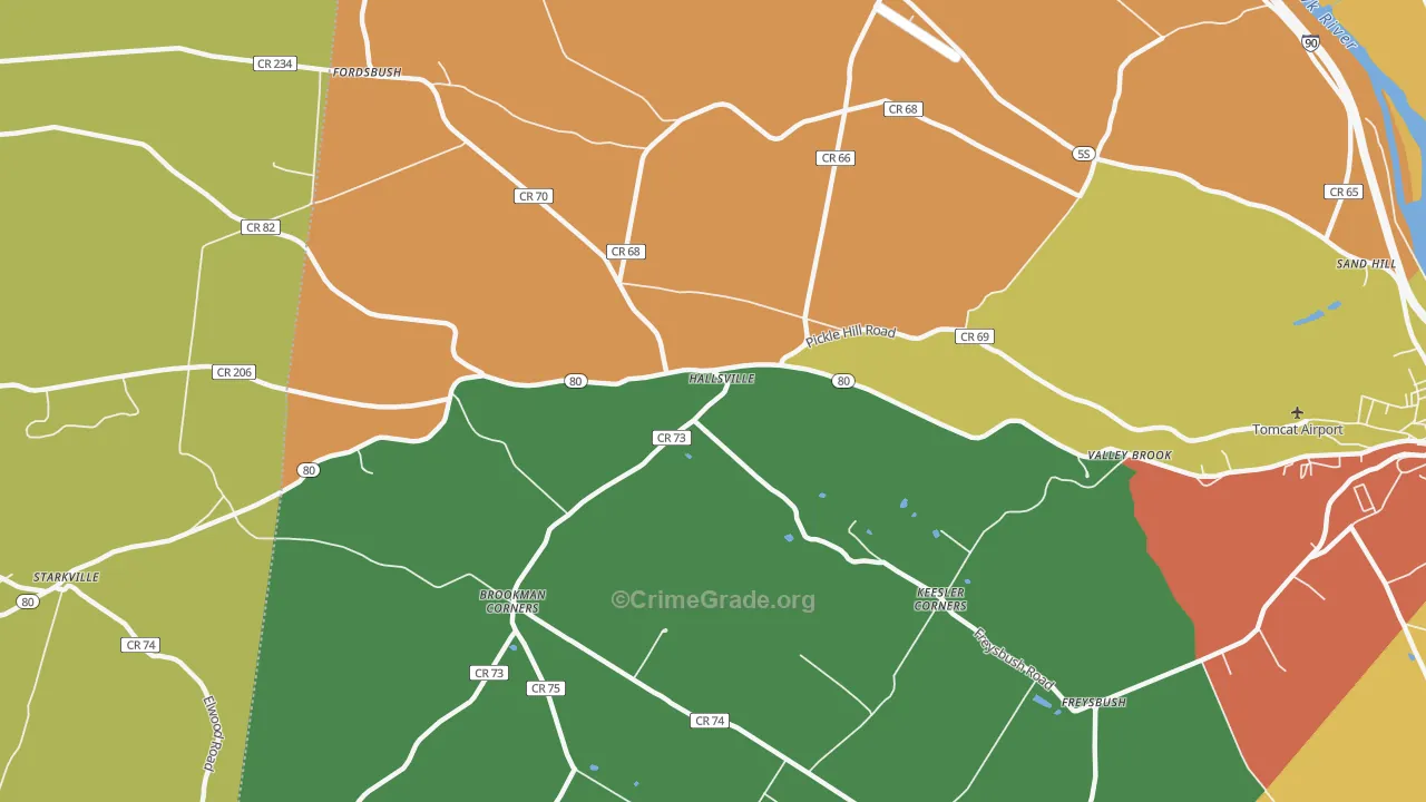 Hallsville, NY Map of Theft Rates