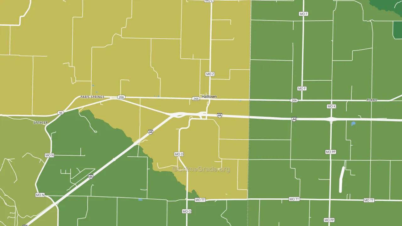 Halltown, MO Map of Theft Rates