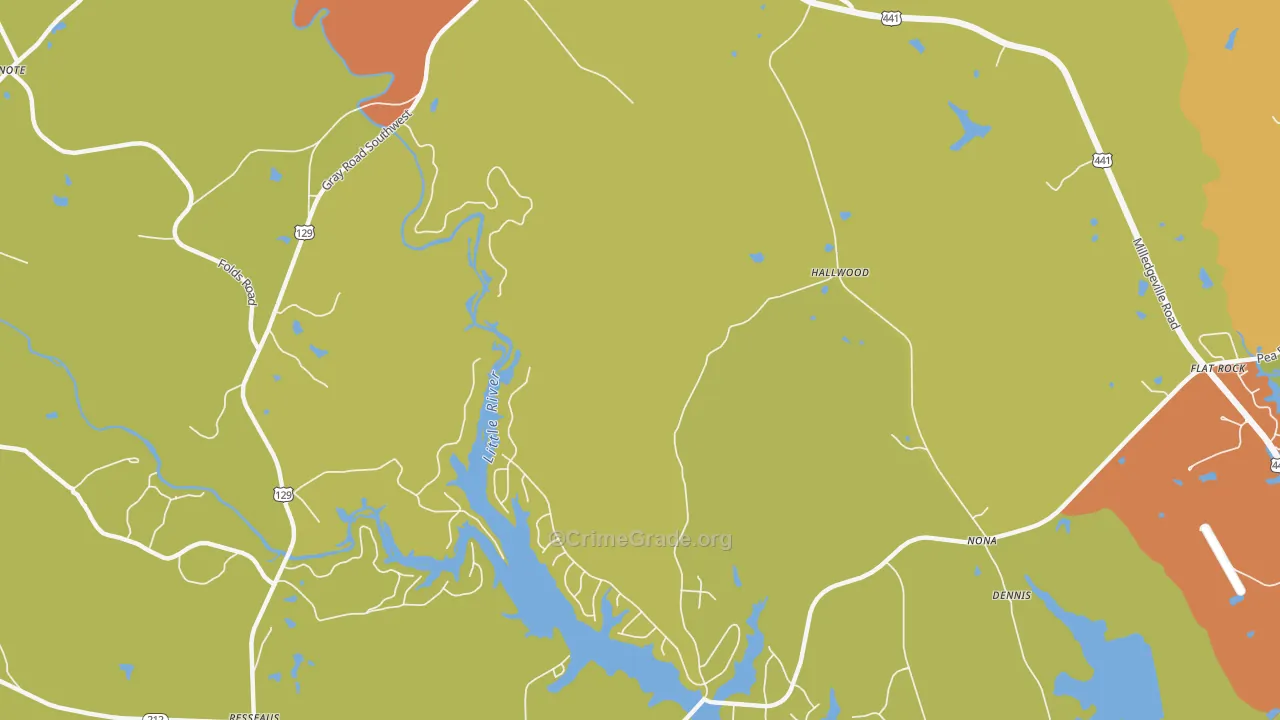 Hallwood, GA Map of Theft Rates