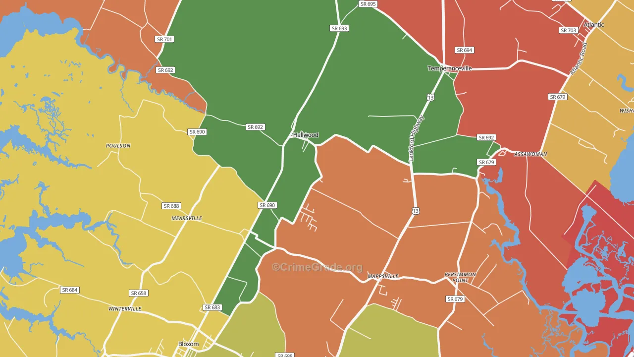Hallwood, VA Map of Theft Rates