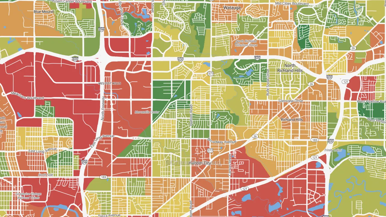 Haltom City, TX Map of Theft Rates