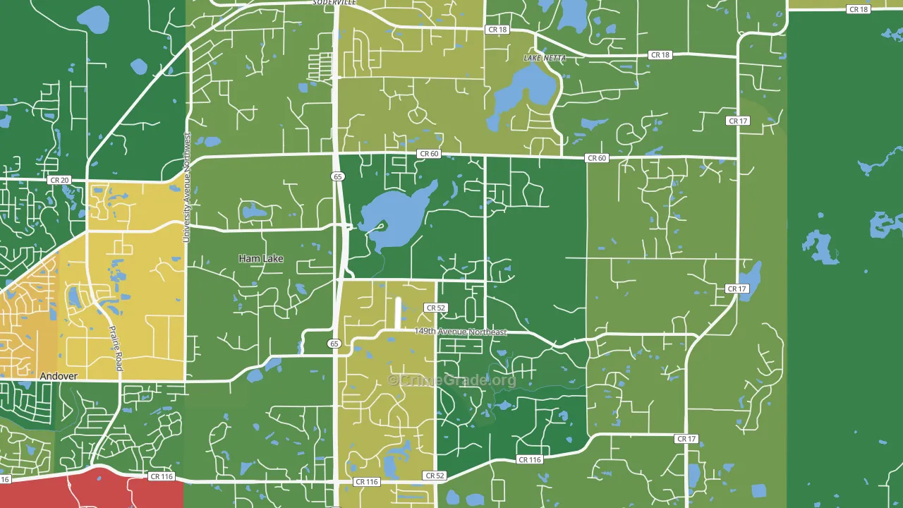 Ham Lake, MN Map of Theft Rates
