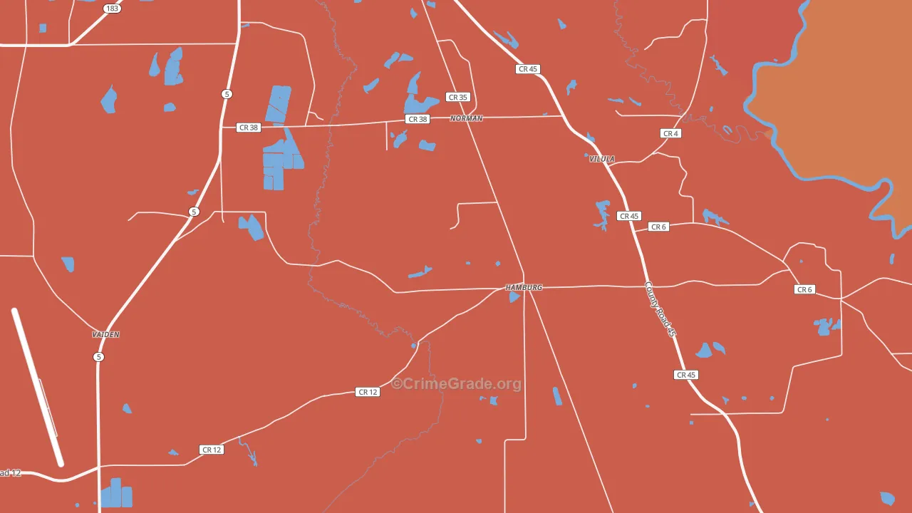 Hamburg, AL Map of Theft Rates