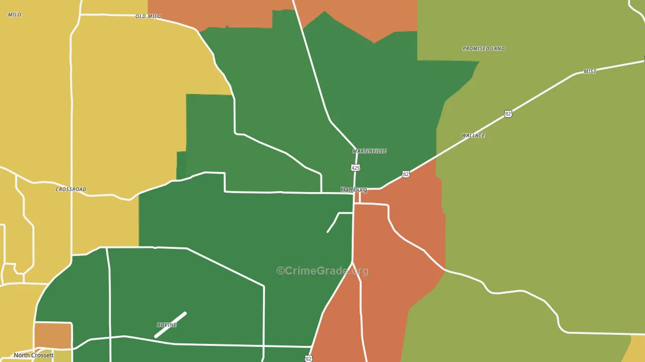Hamburg, AR Map of Theft Rates