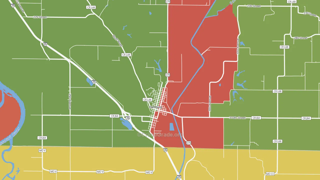 Hamburg, IA Map of Theft Rates