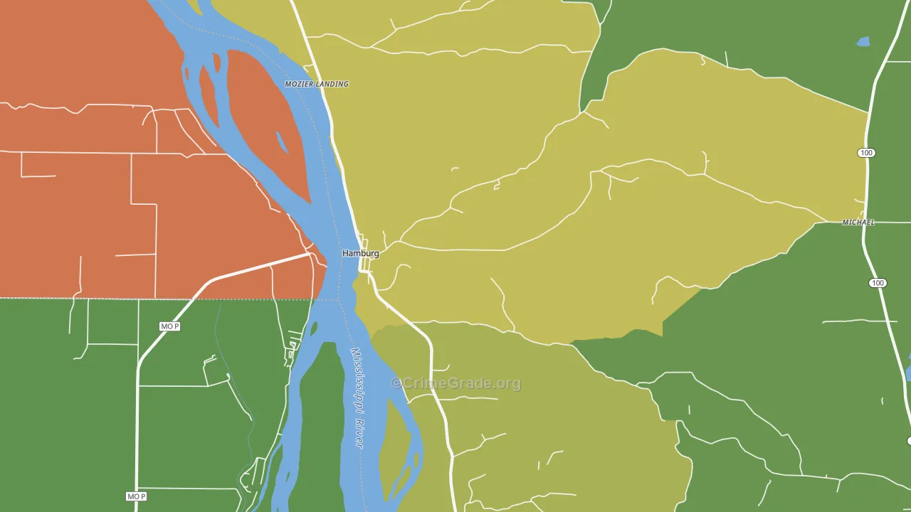 Hamburg, IL Map of Theft Rates