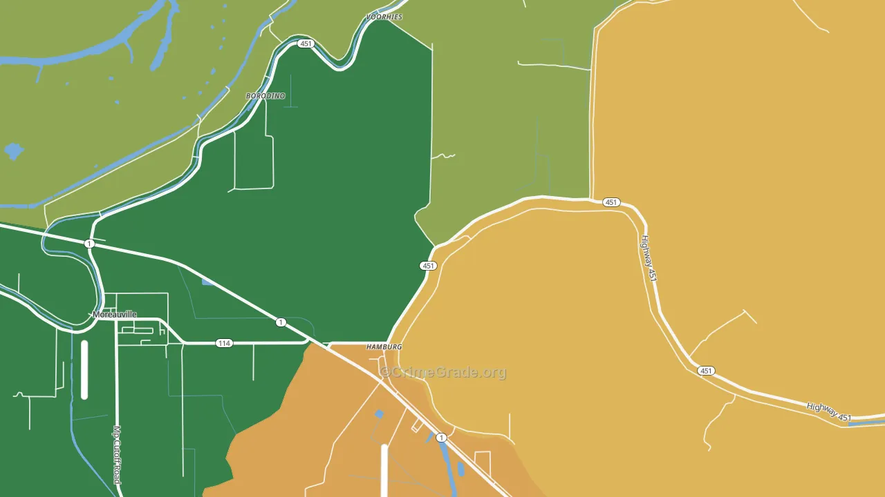 Hamburg, LA Map of Theft Rates