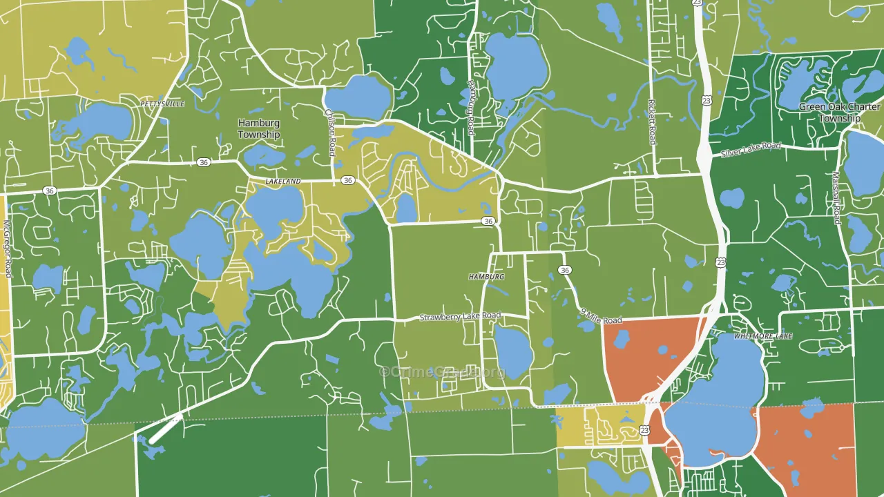 Hamburg, MI Map of Theft Rates