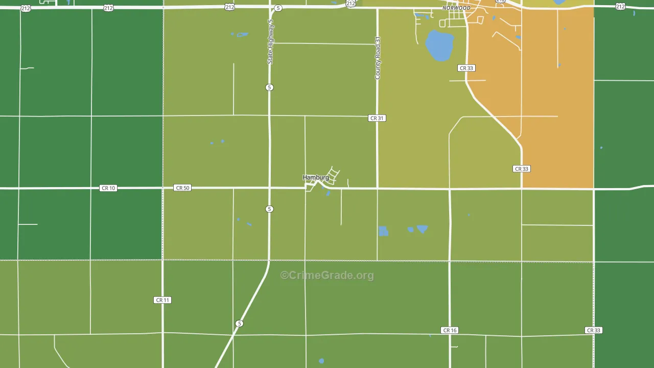 Hamburg, MN Map of Theft Rates