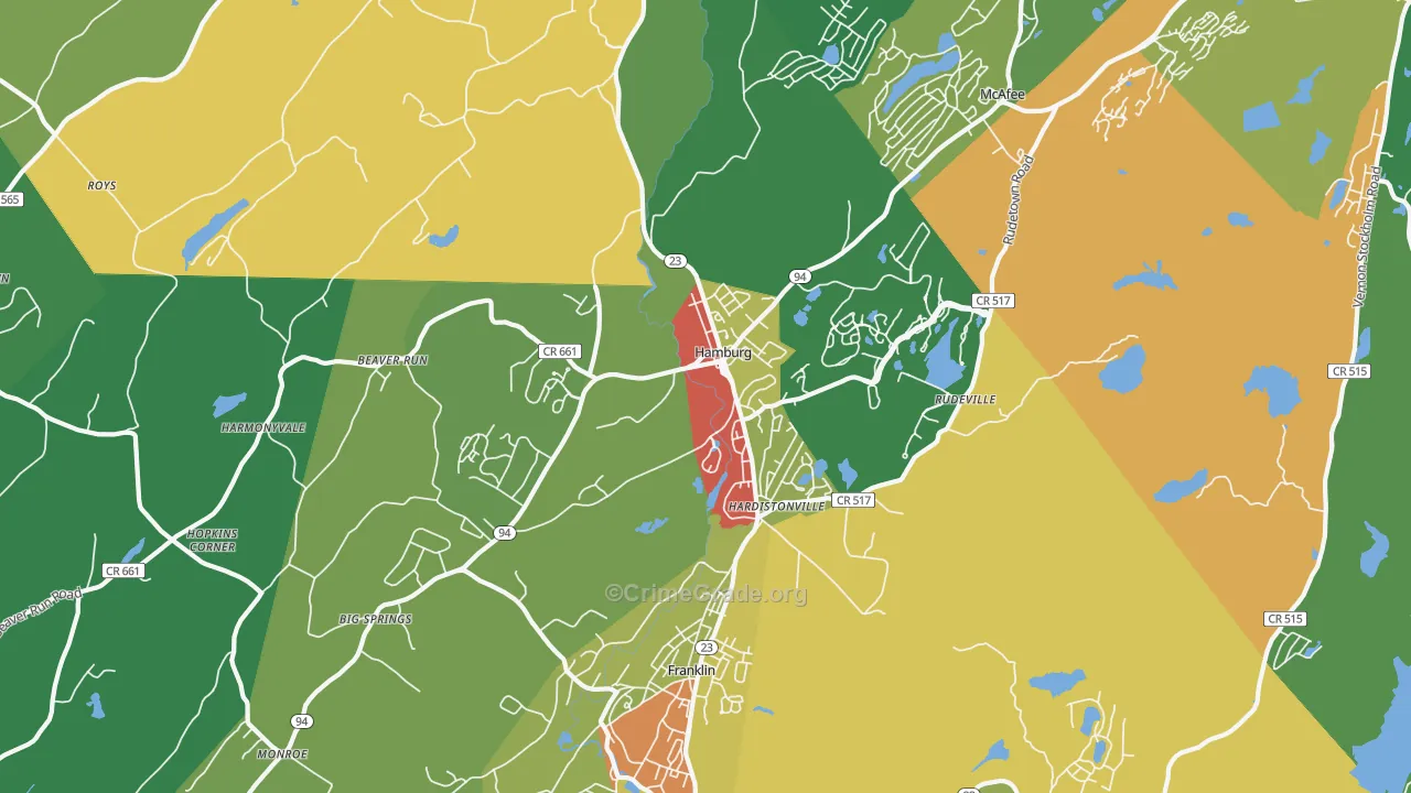 Hamburg, NJ Map of Theft Rates