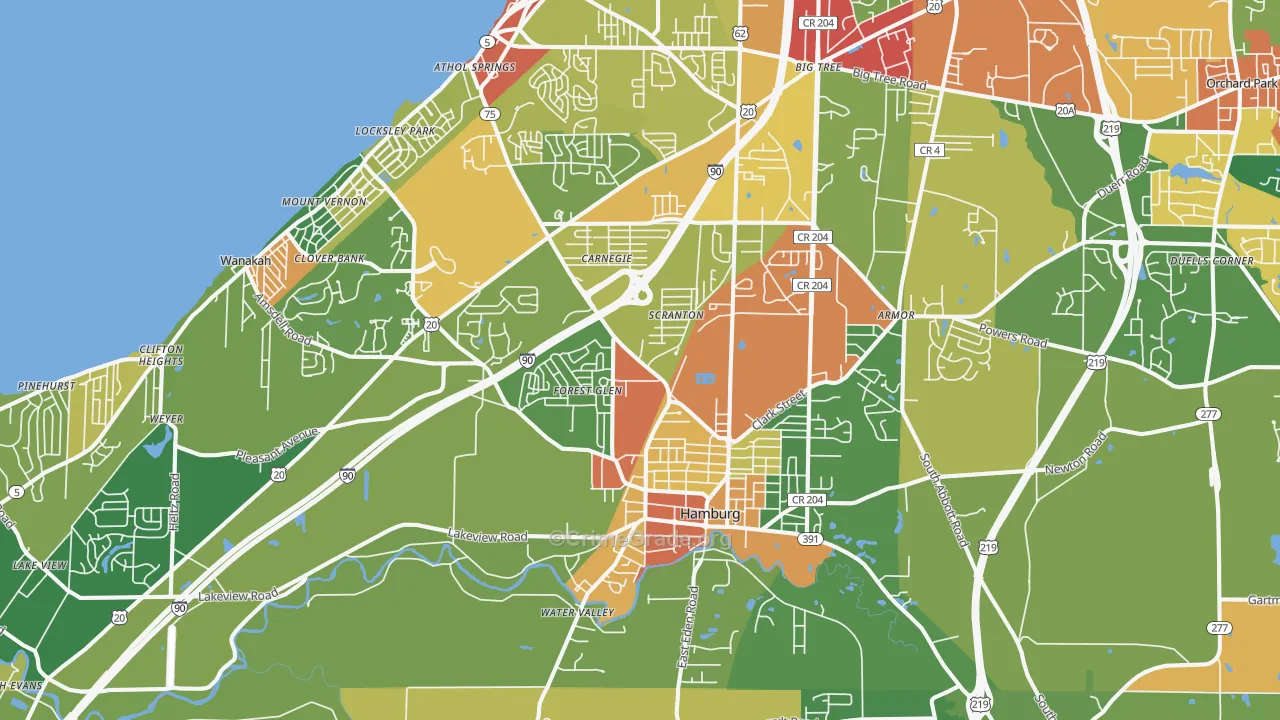 Hamburg, NY Map of Theft Rates