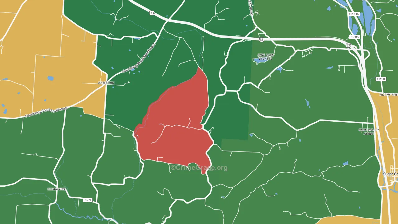 Hamburg, OH Map of Theft Rates