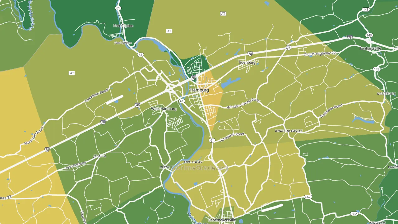 Hamburg, PA Map of Theft Rates