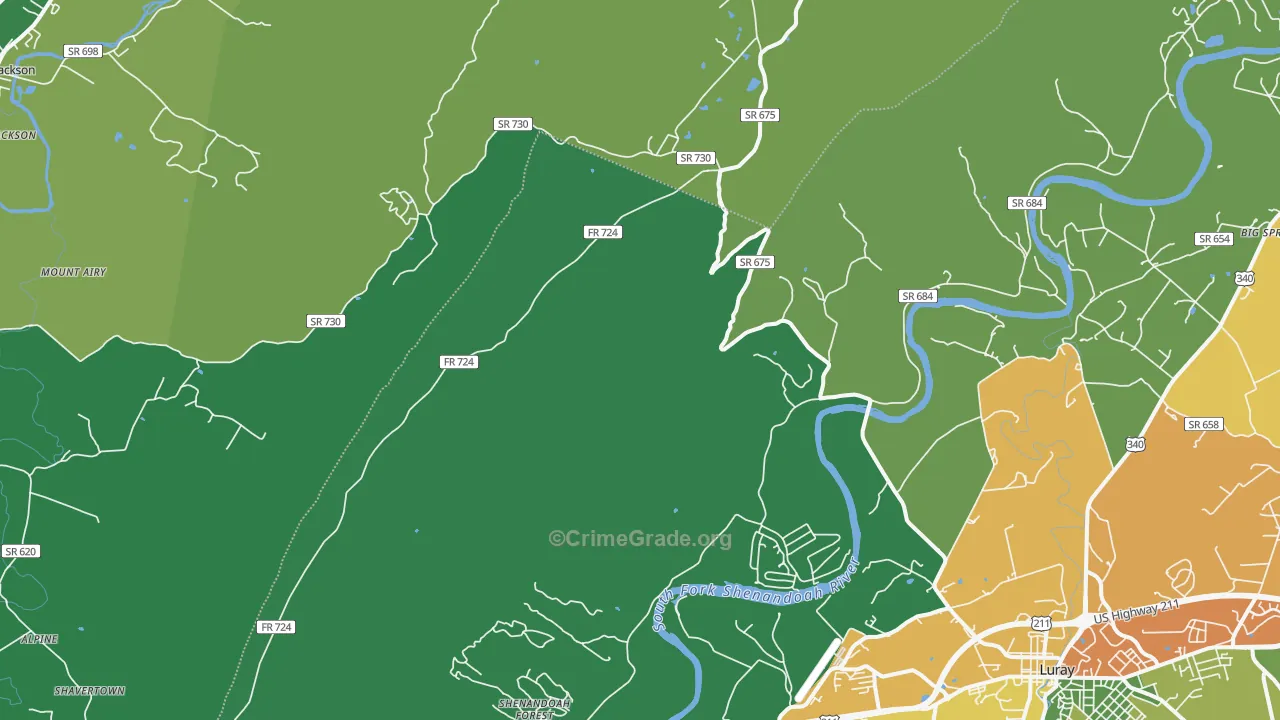 Hamburg, VA Map of Theft Rates