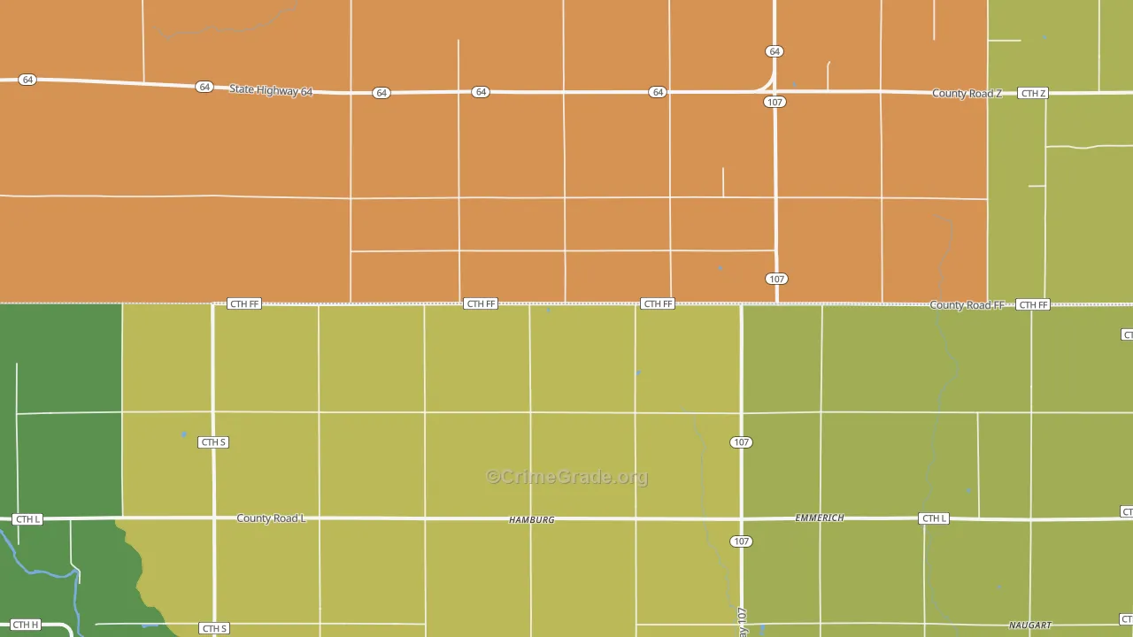 Hamburg, WI Map of Theft Rates