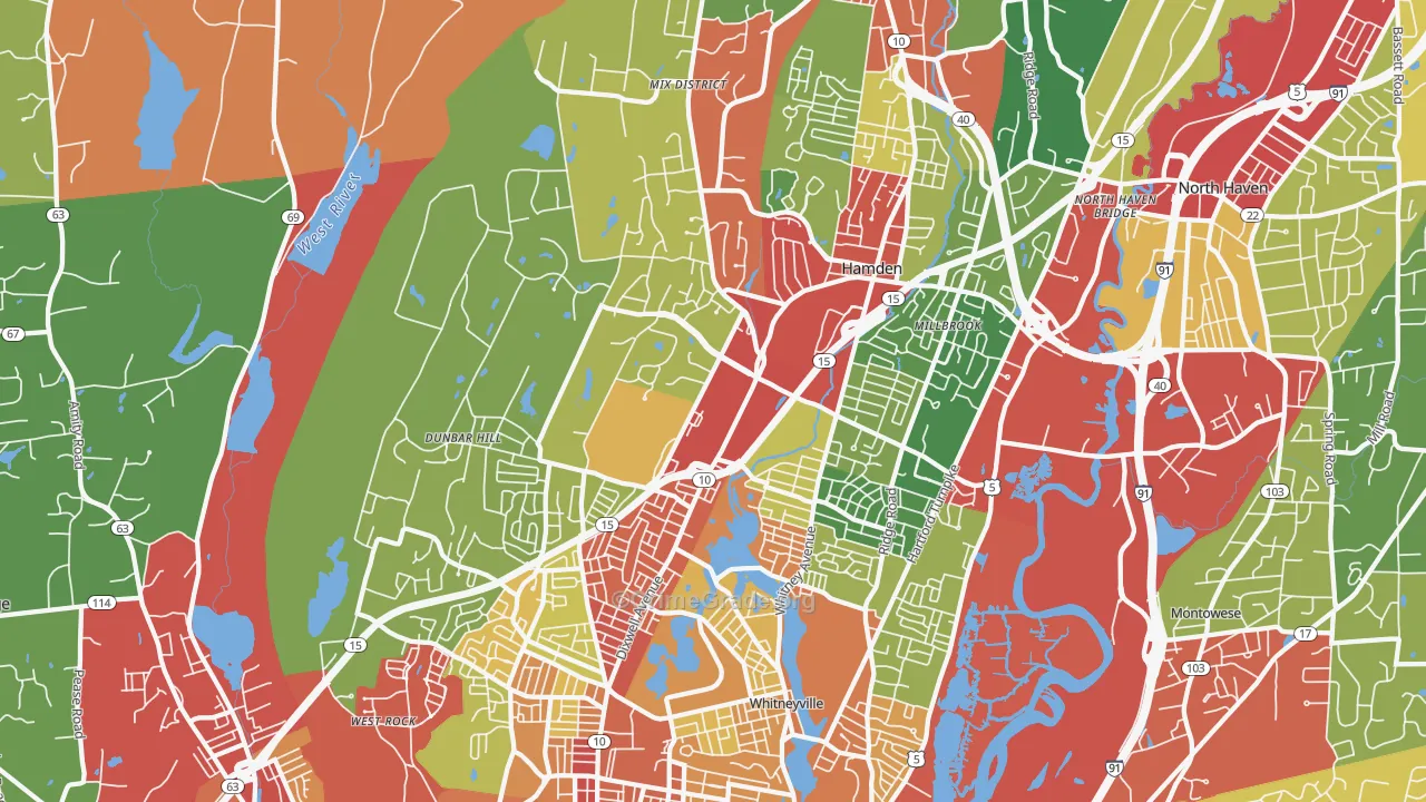 Hamden, CT Map of Theft Rates