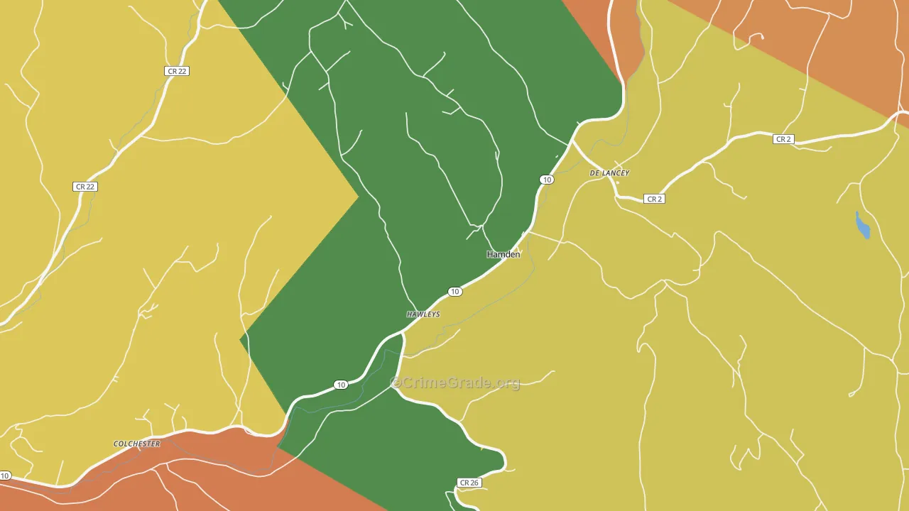 Hamden, NY Map of Theft Rates