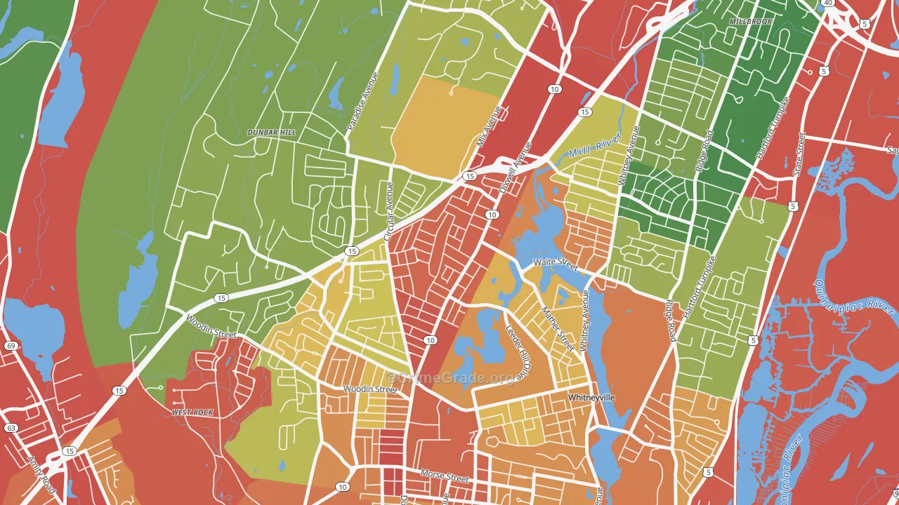 Hamden Plains, Hamden, CT Map of Theft Rates