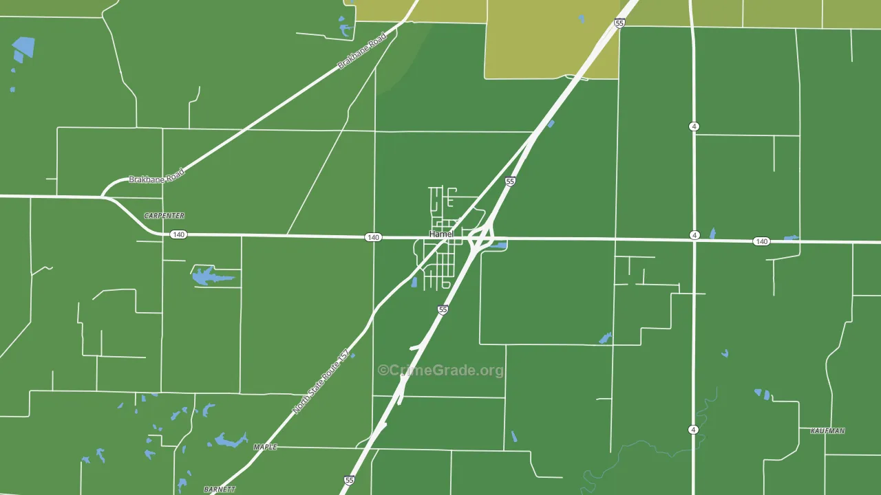 Hamel, IL Map of Theft Rates