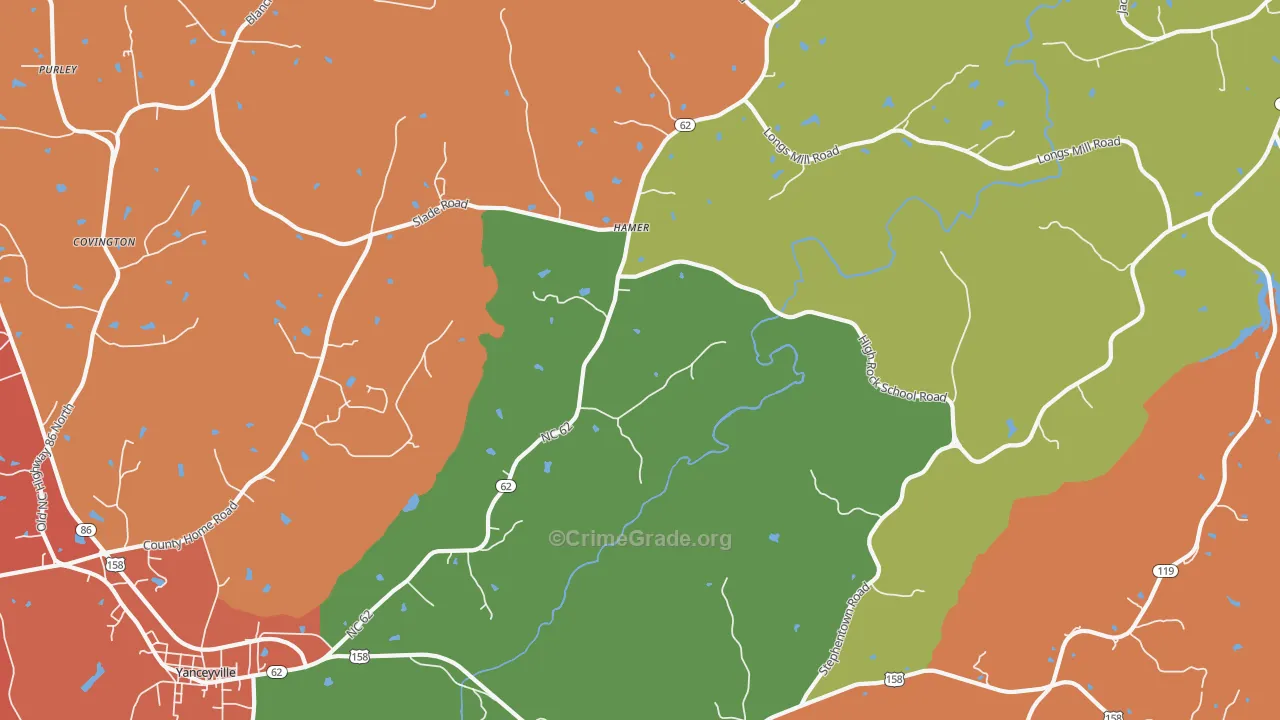 Hamer, NC Map of Theft Rates