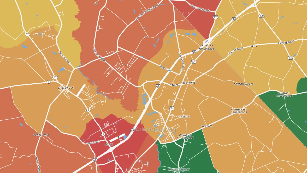 Hamer, SC Map of Theft Rates