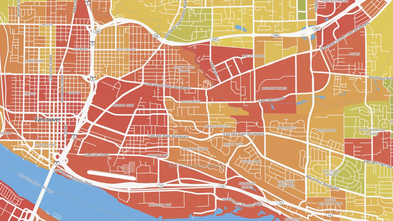 Hamey Heights, Vancouver, WA Map of Theft Rates