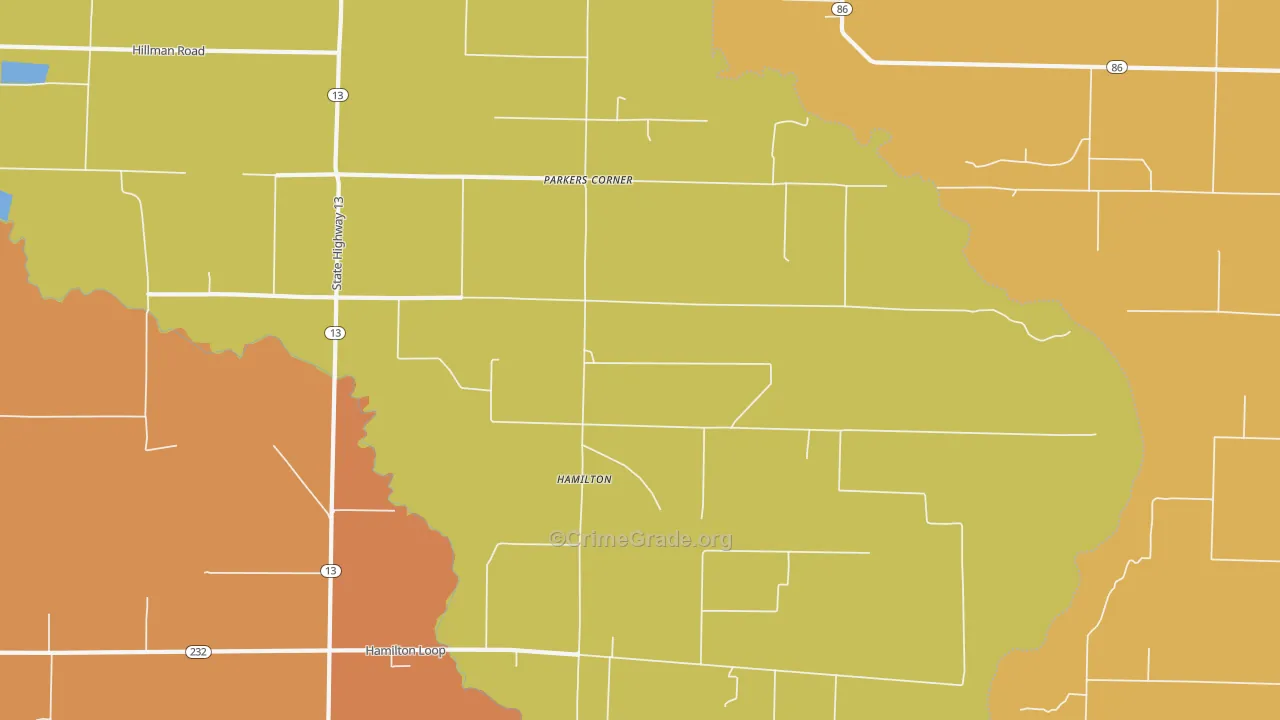Hamilton, AR Map of Theft Rates