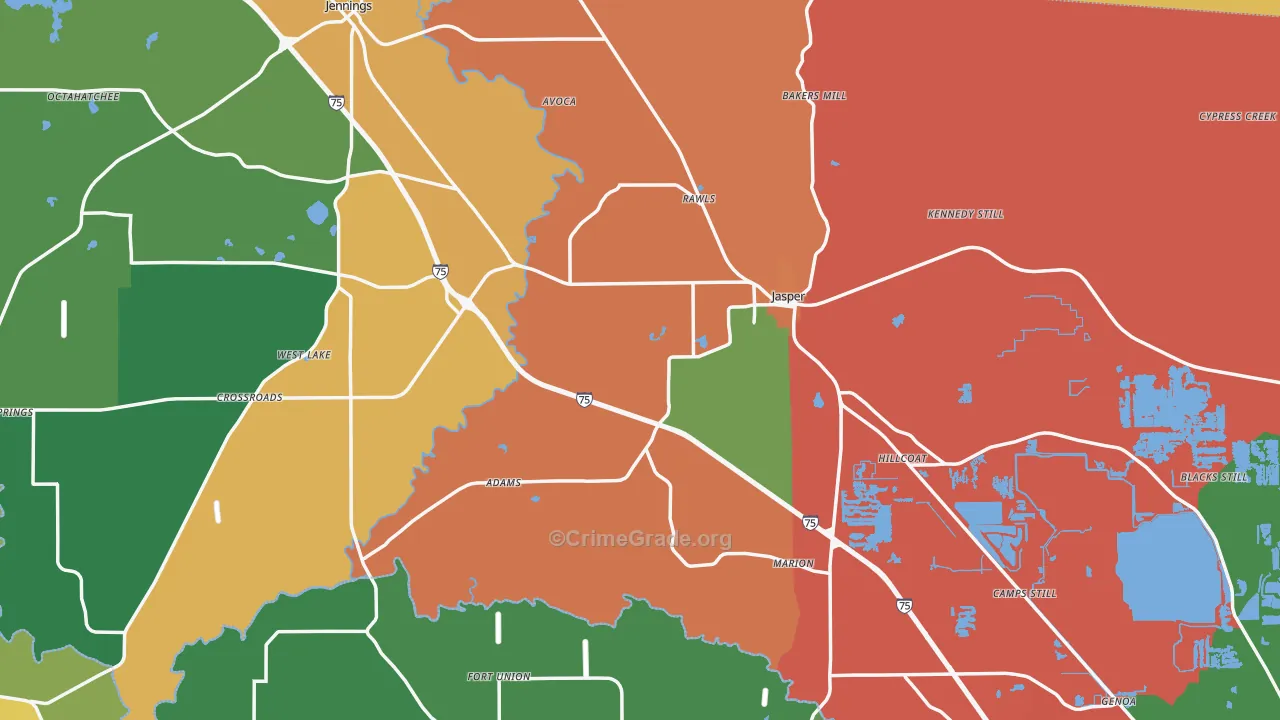 Hamilton County, FL Map of Theft Rates