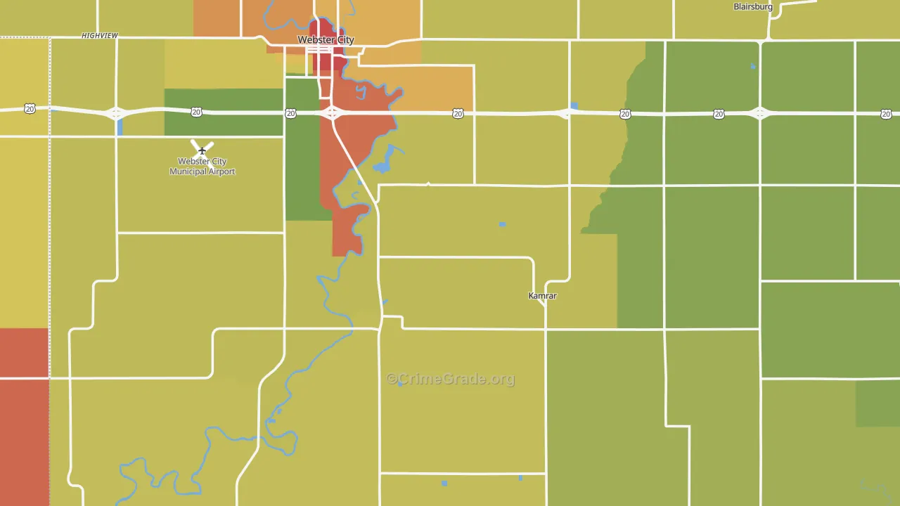 Hamilton County, IA Map of Theft Rates