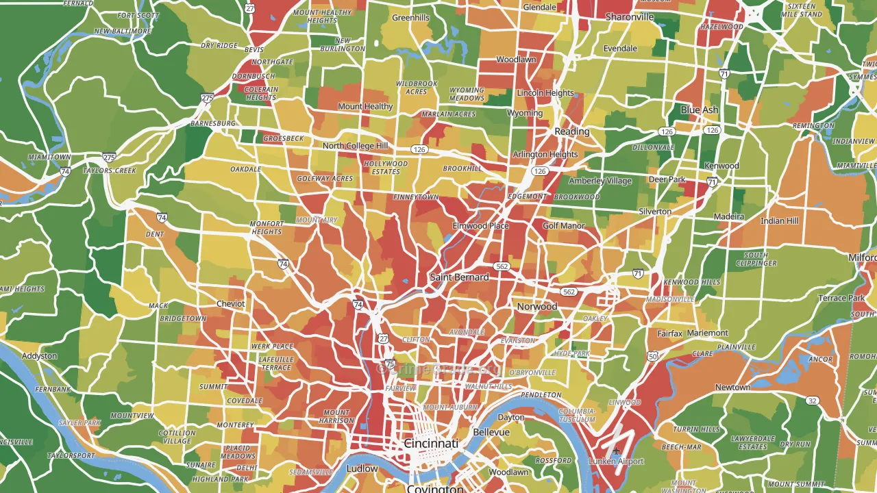 Hamilton County, OH Map of Theft Rates