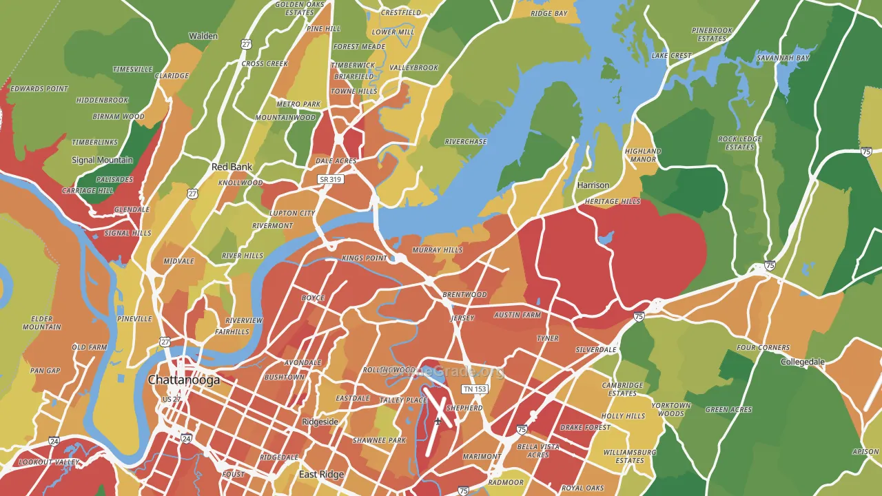 Hamilton County, TN Map of Theft Rates