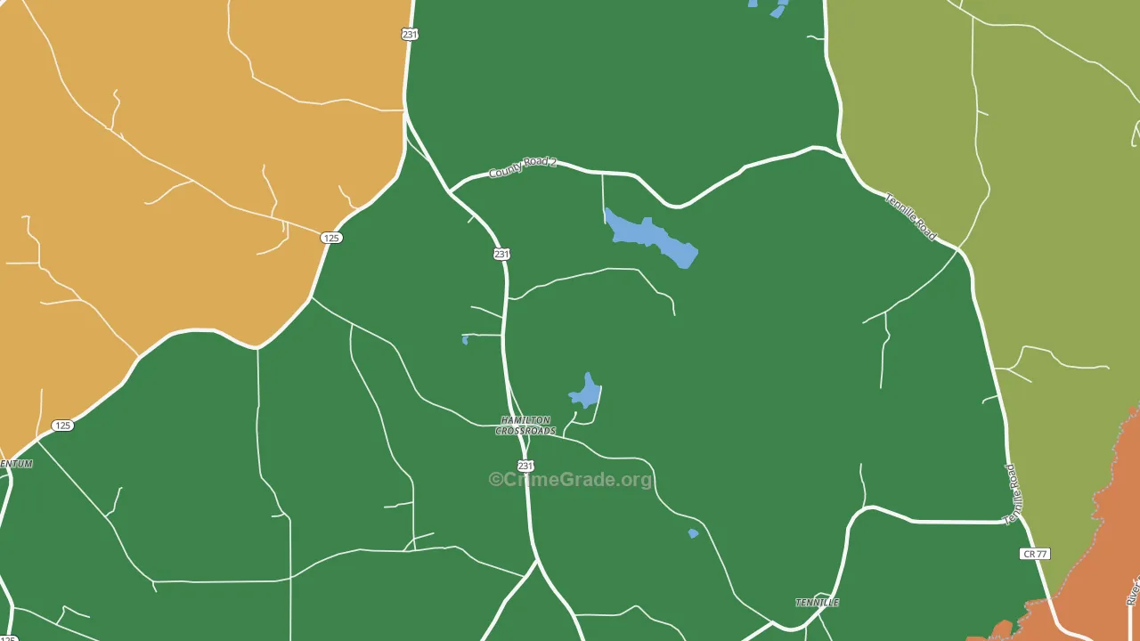 Hamilton Crossroads, AL Map of Theft Rates