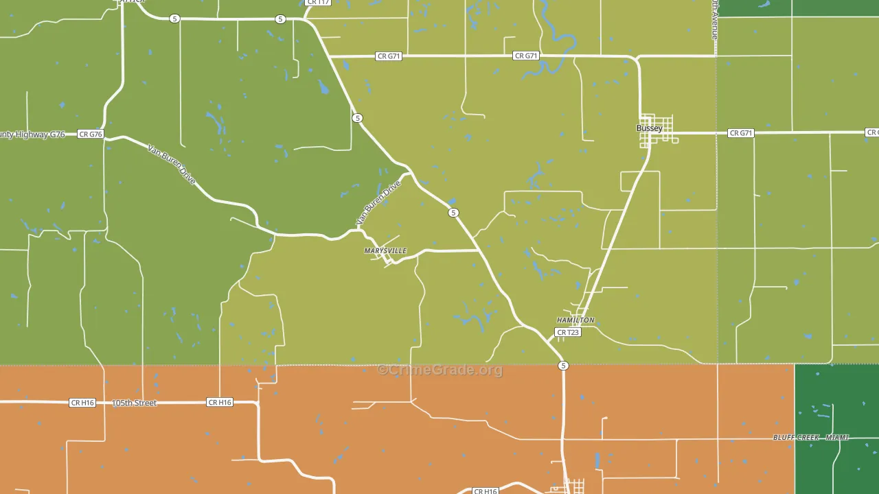 Hamilton, IA Map of Theft Rates