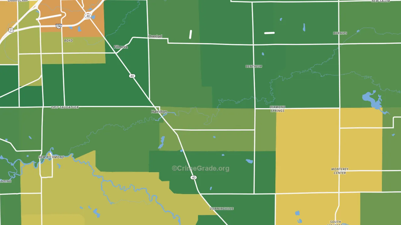 Hamilton, MI Map of Theft Rates