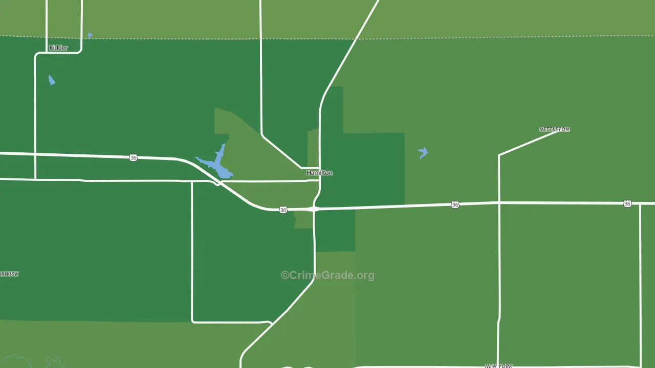 Hamilton, MO Map of Theft Rates