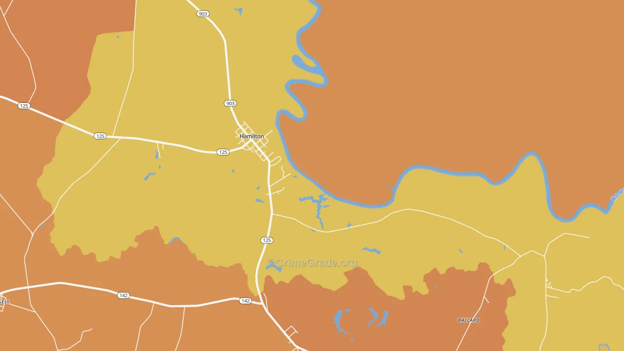 Hamilton, NC Map of Theft Rates