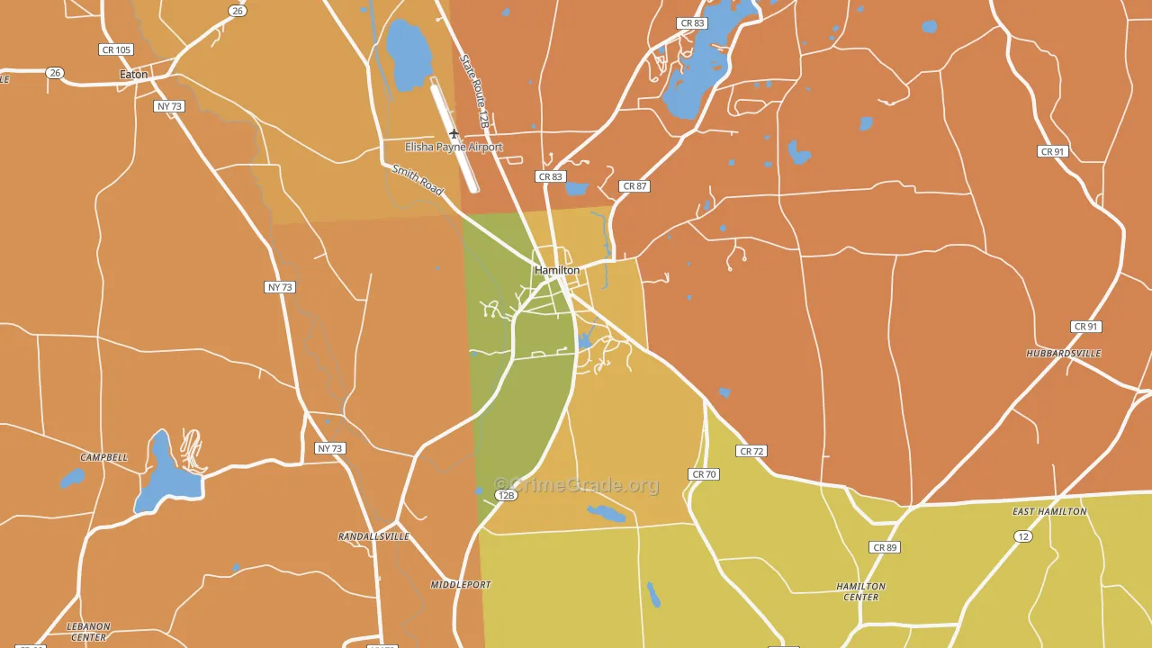 Hamilton, NY Map of Theft Rates