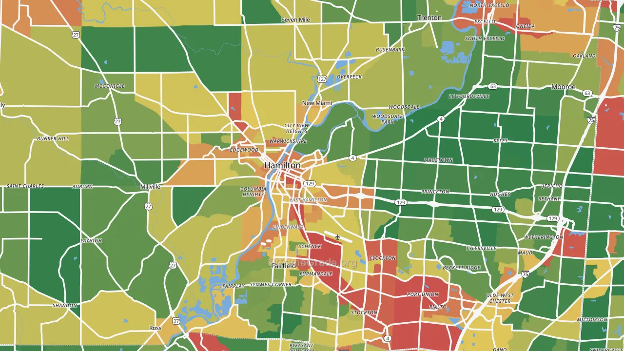 Hamilton, OH Map of Theft Rates