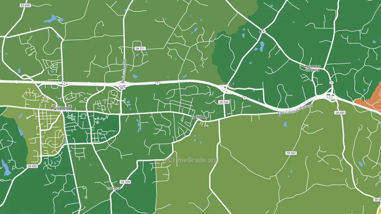 Hamilton, VA Map of Theft Rates