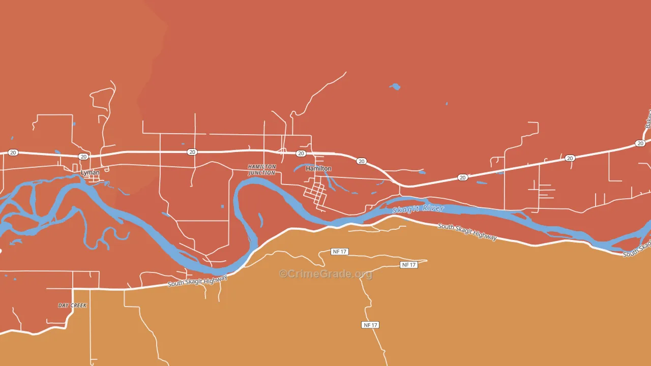 Hamilton, WA Map of Theft Rates
