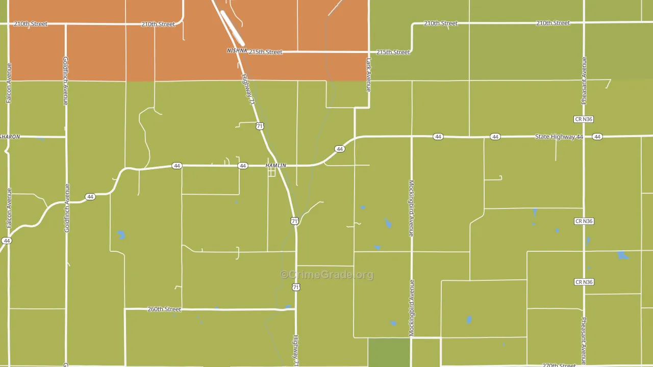 Hamlin, IA Map of Theft Rates