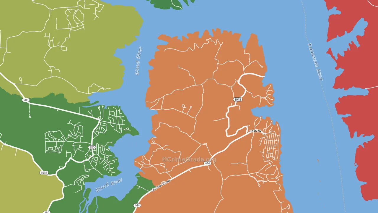 Hamlin, KY Map of Theft Rates