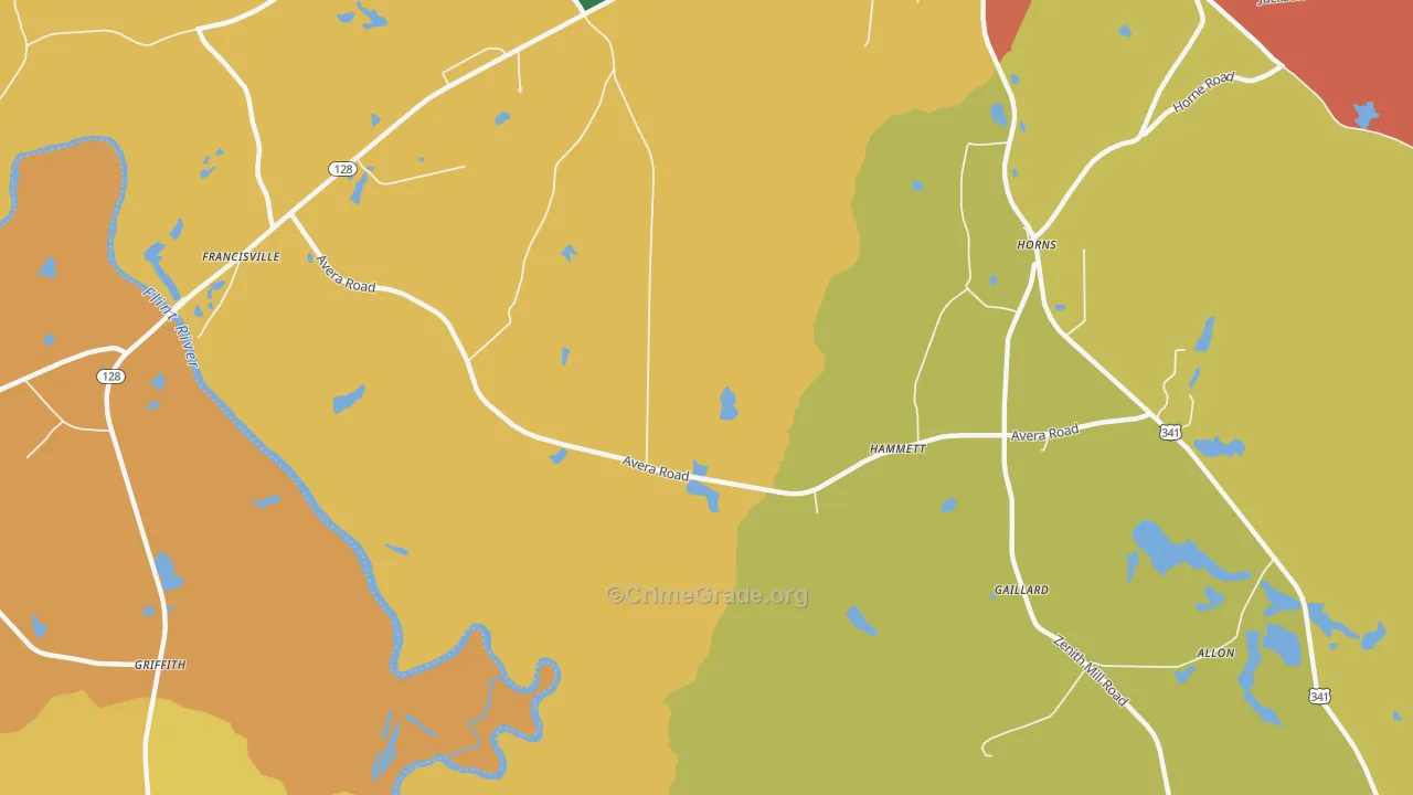Hammett, GA Map of Theft Rates