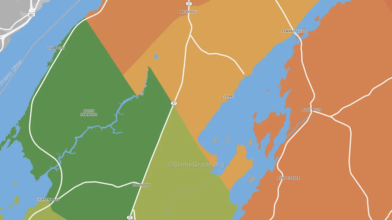 Hammond, NY Map of Theft Rates
