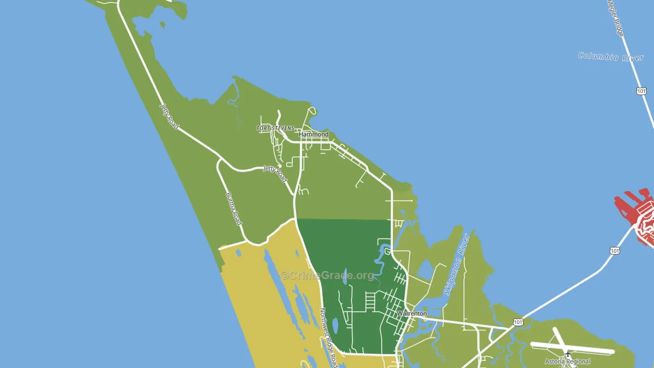 Hammond, OR Map of Theft Rates